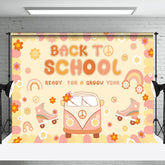 Lofaris Yellow Floral Sun Car Groovy Back To School Backdrop